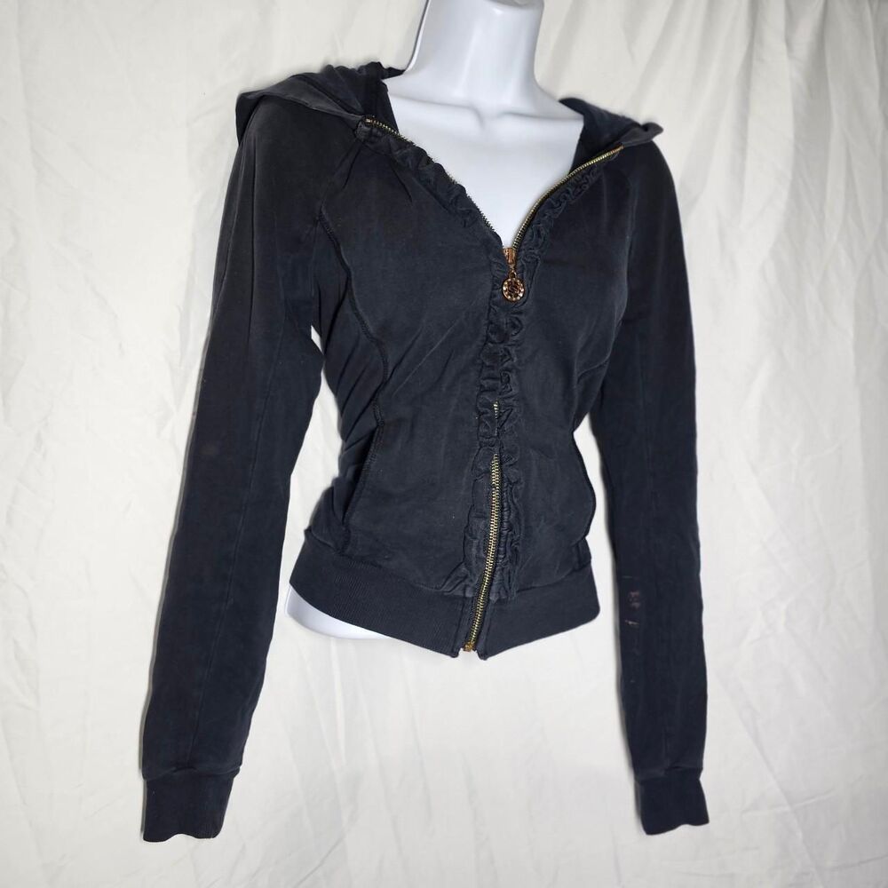 vintage y2k bebe rhinestone back logo mcbling zip up hoodie
